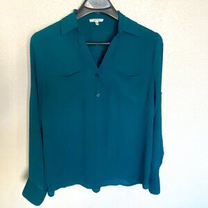 Women's button-down Teal blouse-M